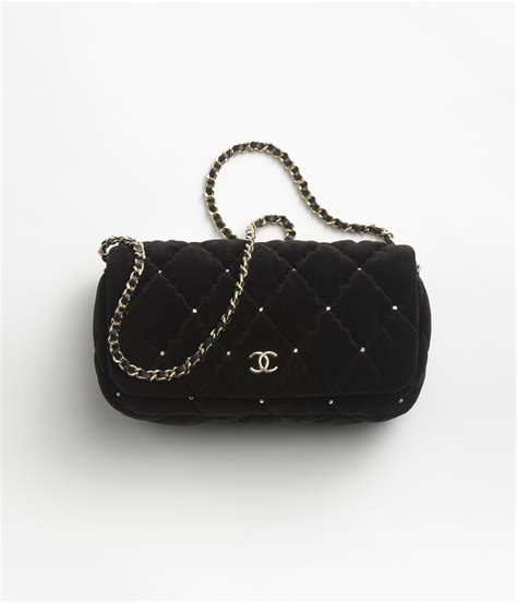 chanel nera da sera|Borsa da sera, Velluto & metallo effetto dorato, nero .